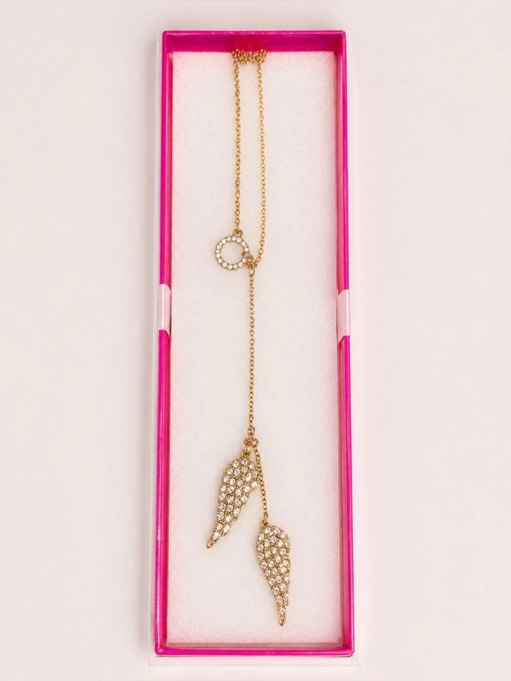 Victoria’s Secret Gold Angel Wing Rhinestone Necklace w/ Box